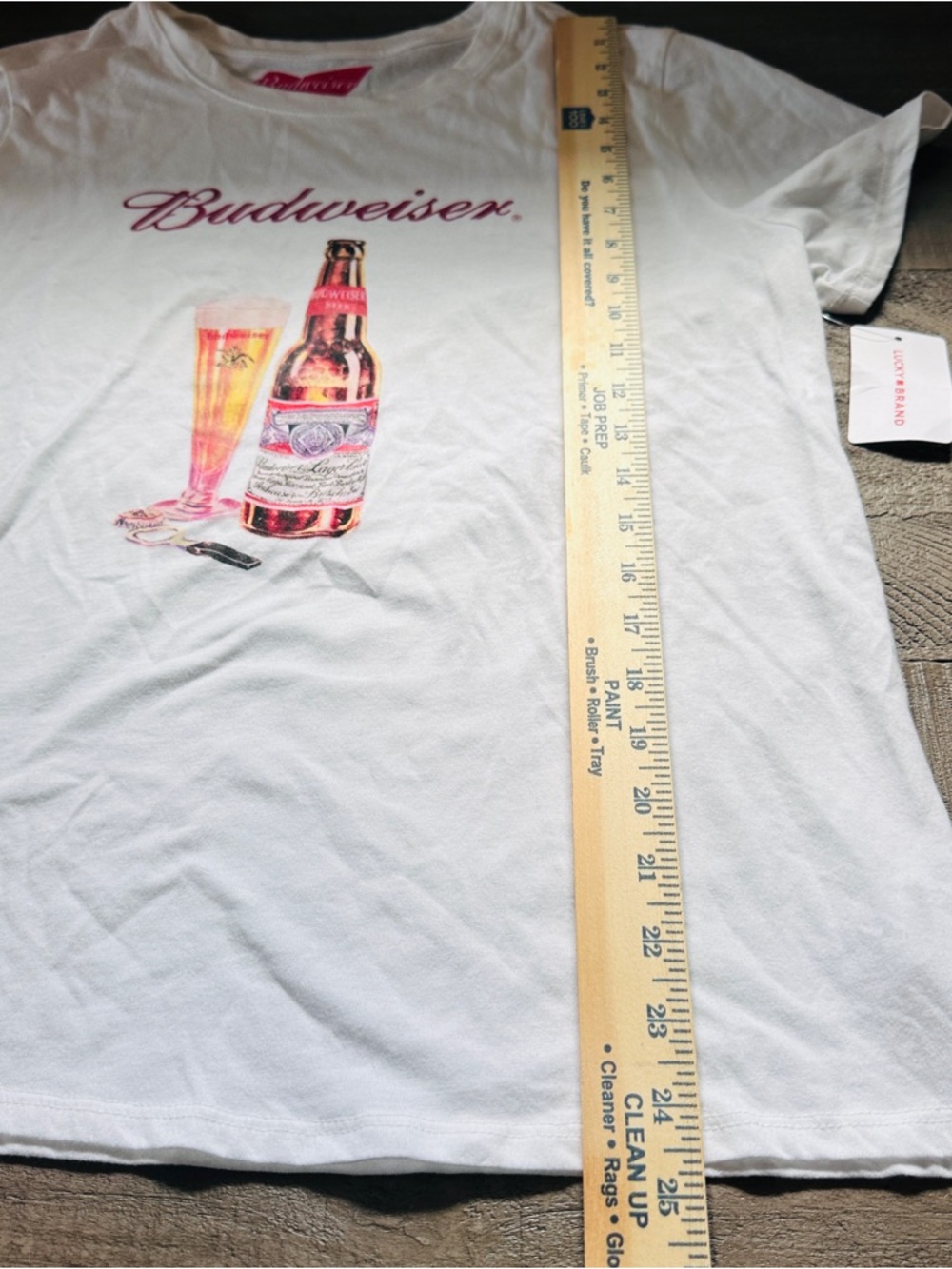 Budweiser Lucky Brand Graphic T Shirt White Beer Logo Tee Women’s Casual Large - Picture 6 of 7